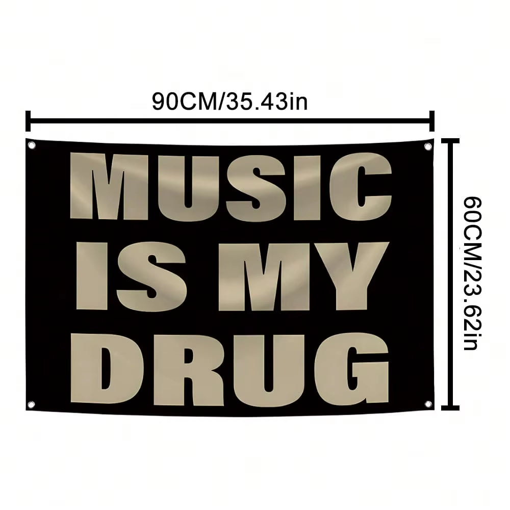 Music Is My Drug tapestry 24 x 36 in size guide