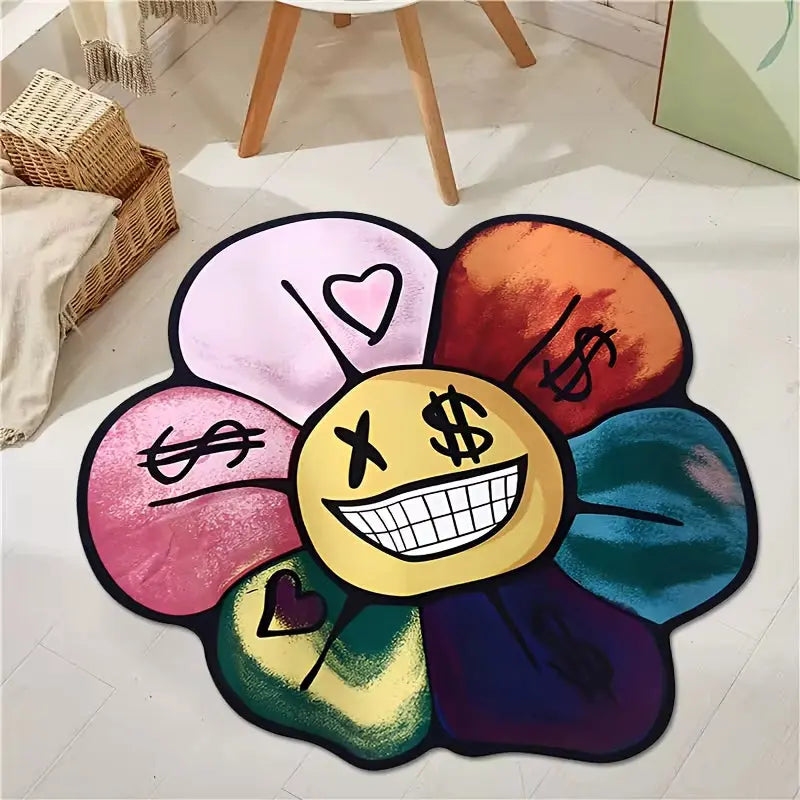 Y2K Flower Rug – Sunflower Shaped Plush Area Rug, photo 2