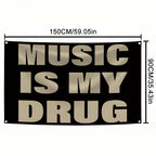 Music Is My Drug tapestry 35 x 59 in size guide
