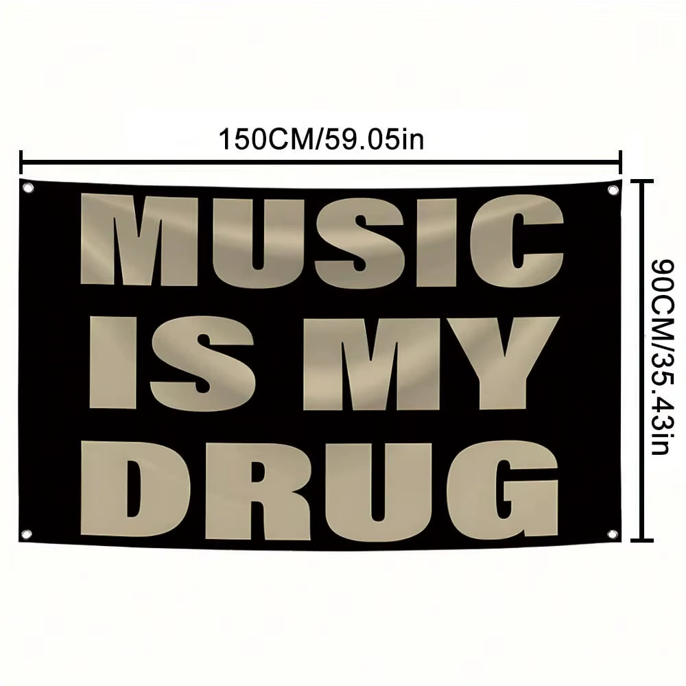 Music Is My Drug tapestry 35 x 59 in size guide