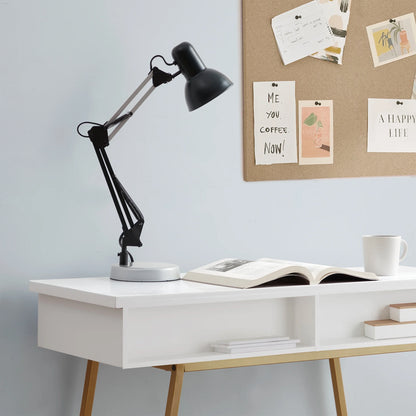 20" Modern Architect Desk Lamp, Metal, Black and Gray Colorblock