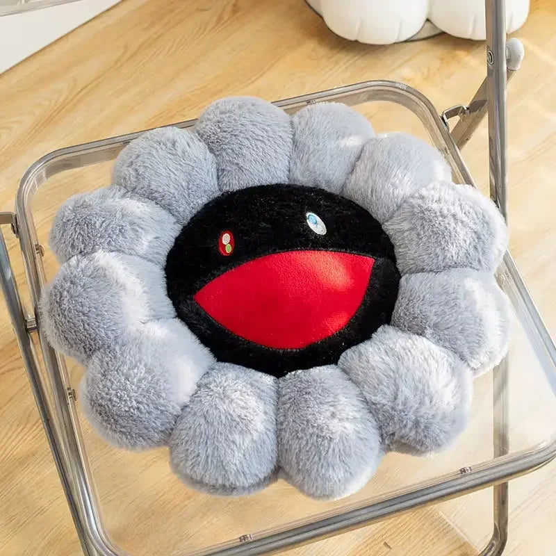 Y2K Dark Flower Pillow – Gothic Petal Plush Cushion