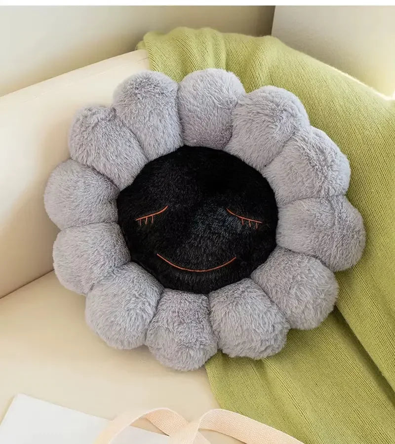 Y2K Dark Flower Pillow – Gothic Petal Plush Cushion, photo 4