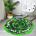 Y2K Green Swirl Portal Rug – Round Plush Galaxy Rug