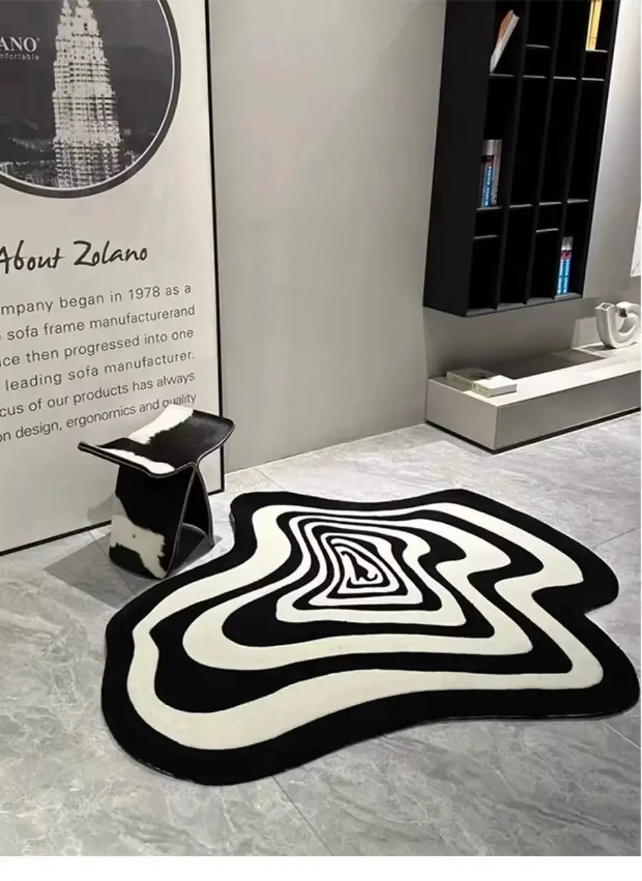 Y2K Mesmerize Rug – Black and White Optical Illusion Rug, photo 4