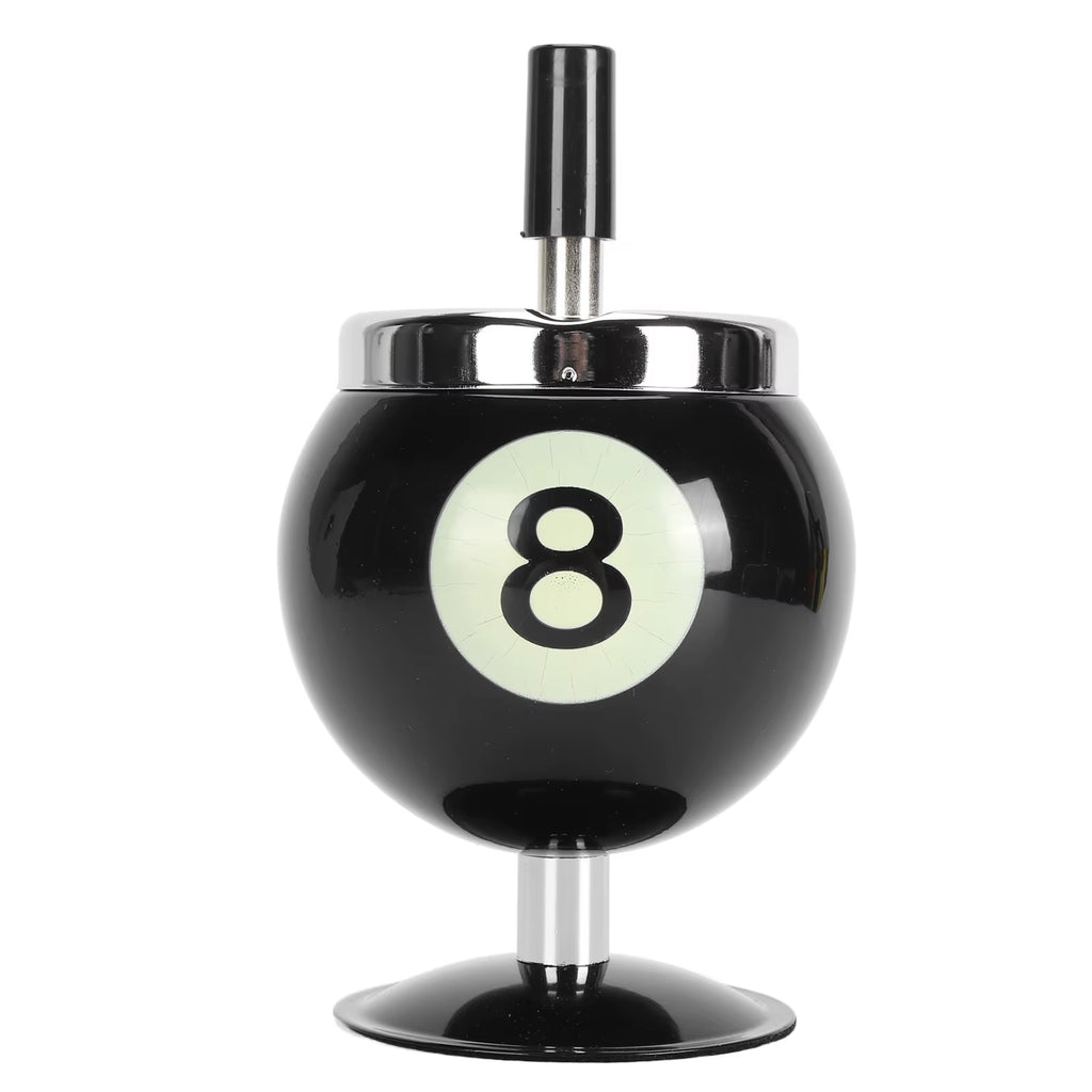 Y2K 8 Ball Ashtray with Lid – Billiard Ball Push-Down Ashtray