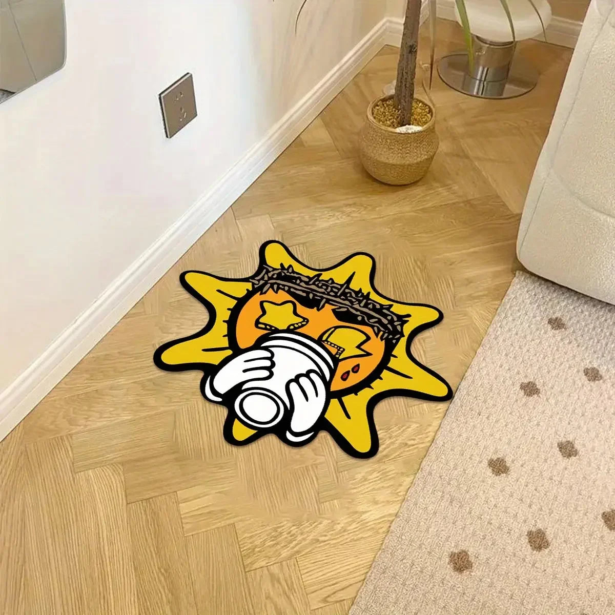 Creative Sun-Shaped, American-Style Floor Mat, Non-Slip, Water-Absorbing. for Bedroom, Living Room Home Decor Carpets.