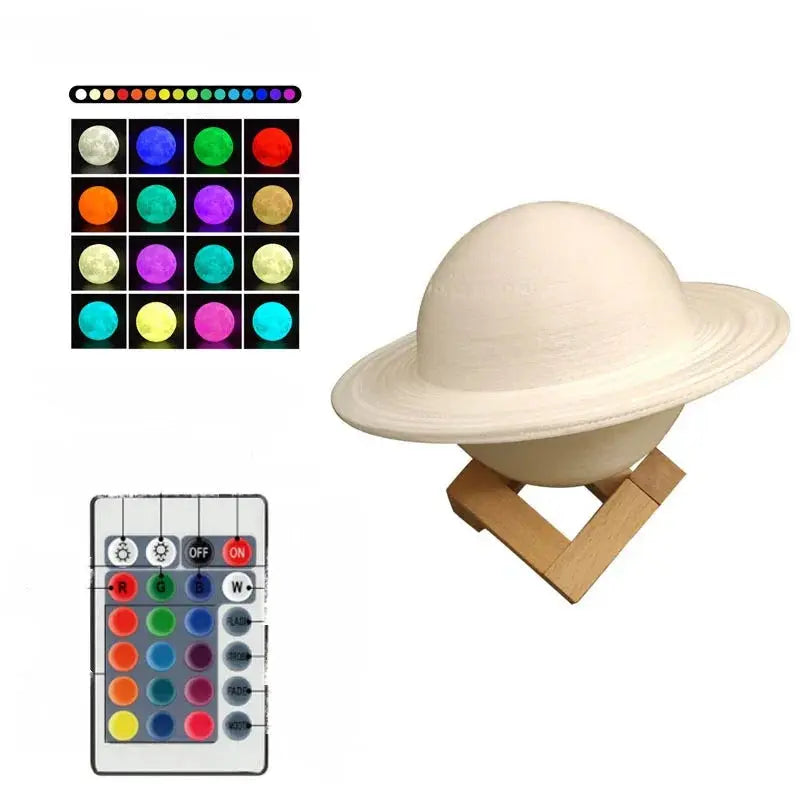 Y2K Saturn Lamp – 3D Printed LED Planet Night Light, photo 3