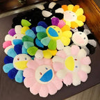 Y2K Rainbow Flower Pillow – Smiley Sunflower Plush Cushion, photo 2