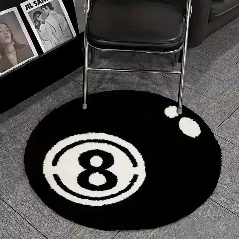Y2K 8 Ball Rug – Round Plush Billiard Ball Area Rug, photo 4