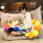 Y2K Rainbow Flower Pillow – Smiley Sunflower Plush Cushion, photo 4