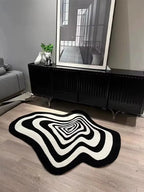 Y2K Mesmerize Rug – Black and White Optical Illusion Rug, photo 3