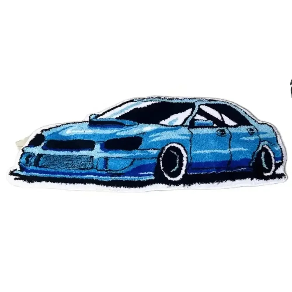 Y2K Race Car Rug – Embroidered Racing Car Shaped Rug, photo 2