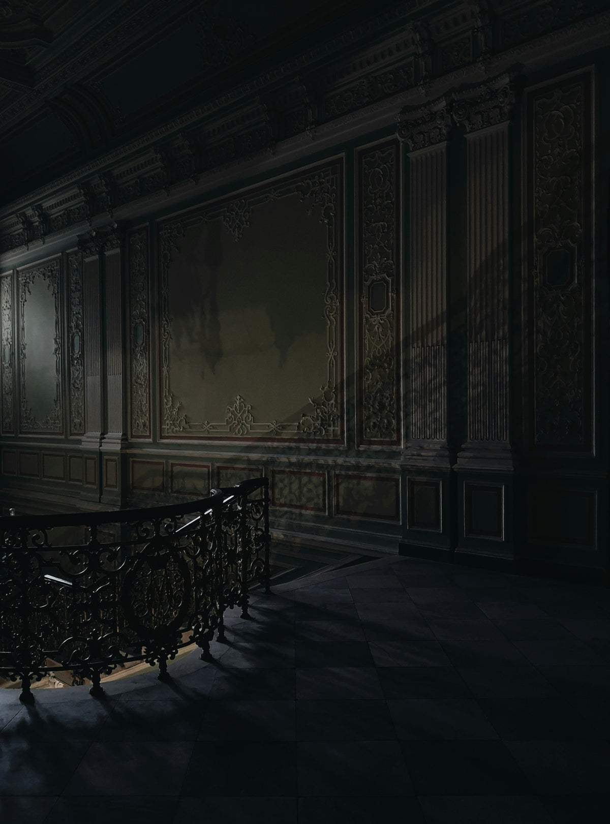 Dark moody vintage interior architecture