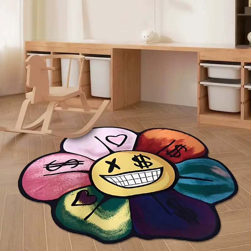 Y2K Flower Rug – Sunflower Shaped Plush Area Rug, photo 5