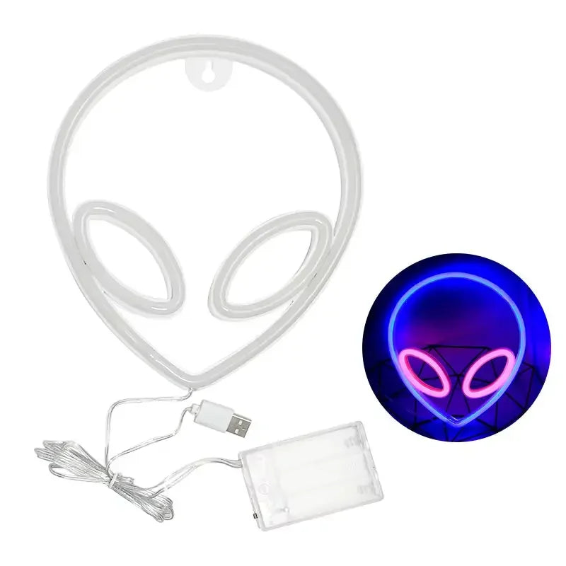 Y2K Alien LED Sign with Cables, with with background