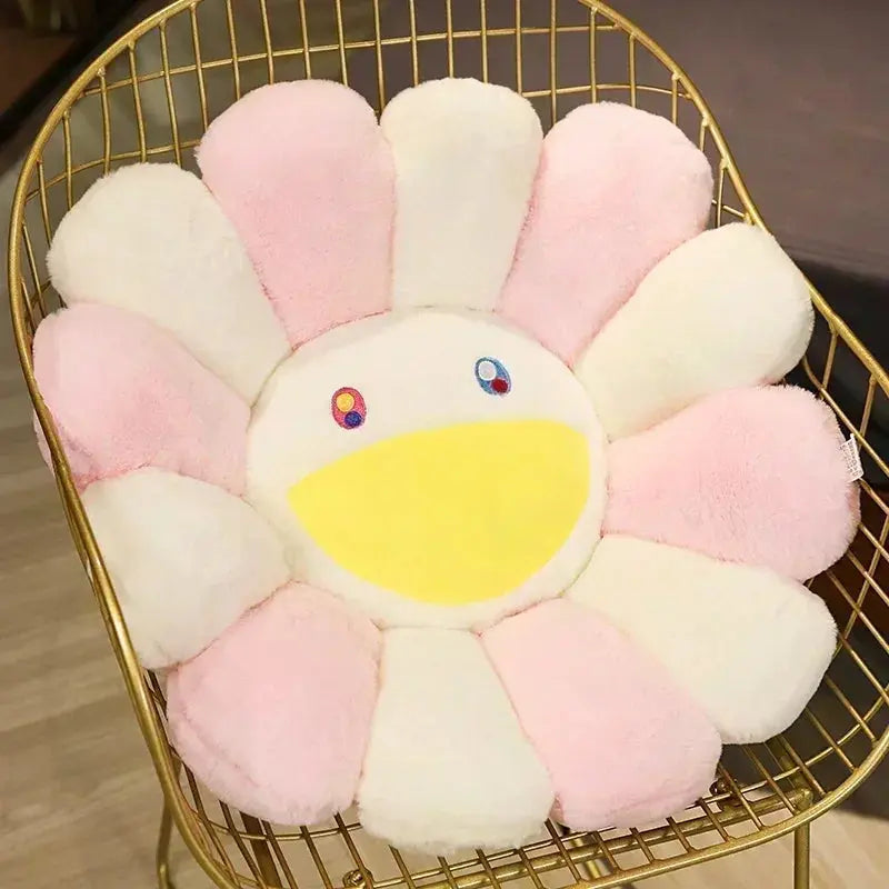 Y2K Rainbow Flower Pillow – Smiley Sunflower Plush Cushion, photo 9