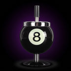 Y2K 8 Ball Ashtray with Lid – studio product shot on dark background with purple glow