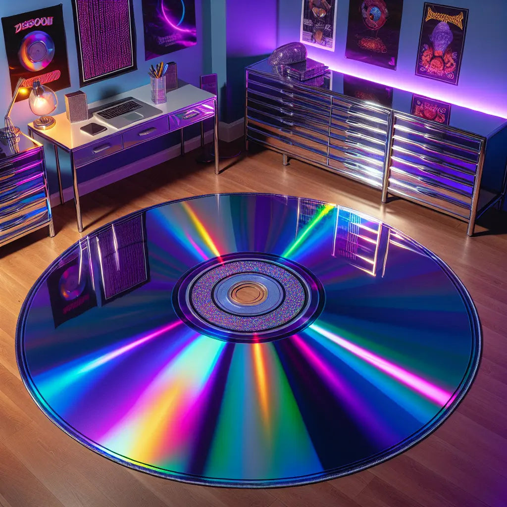 Y2K Vinyl Record Rug – Round Retro Music Area Rug, photo 16