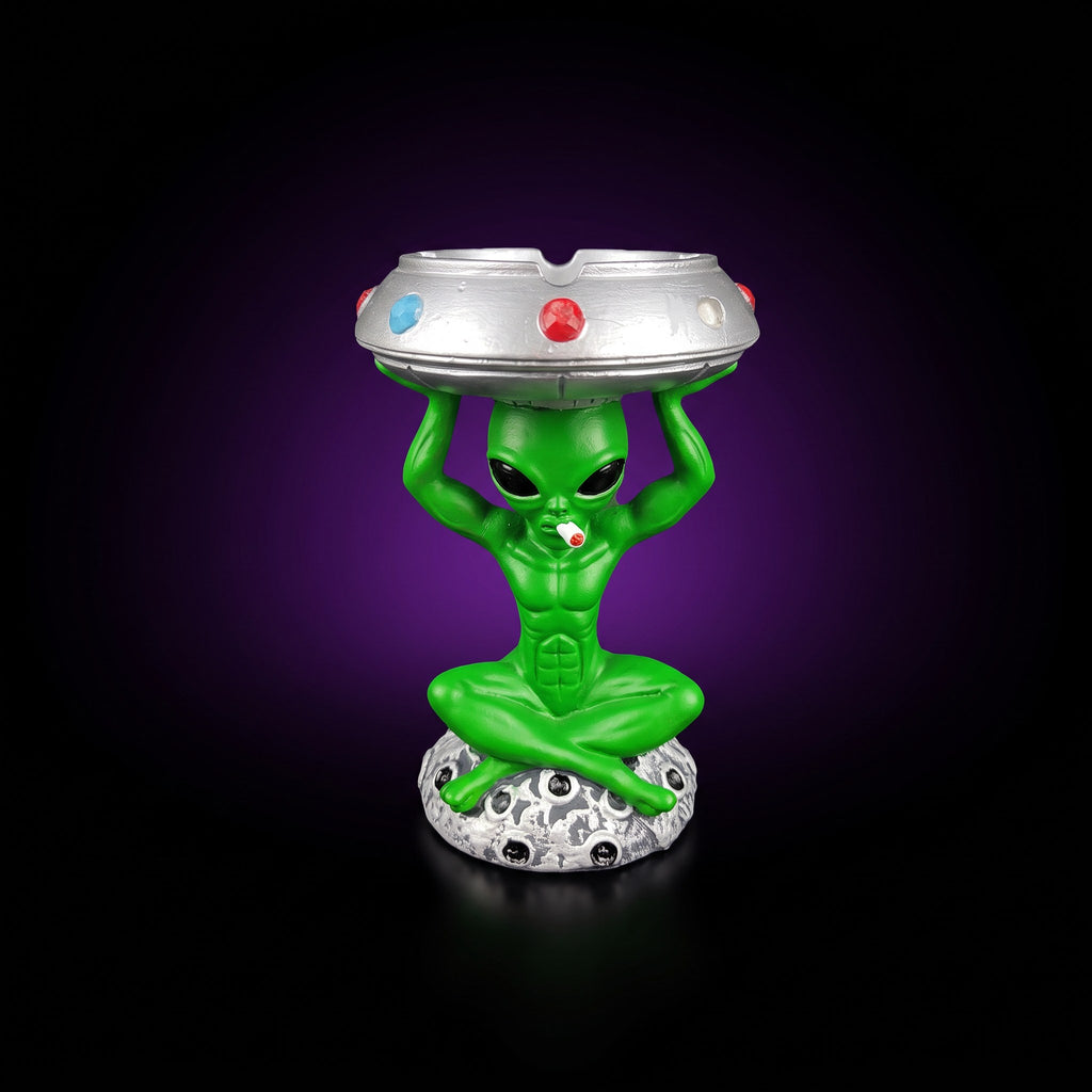 Y2K Alien Ashtray – studio product shot on dark background with purple glow