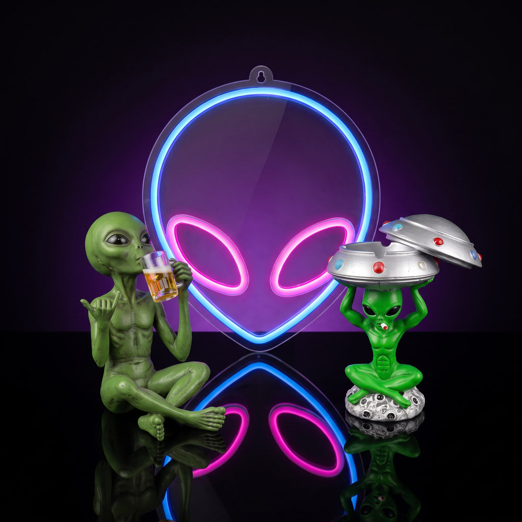 Y2K Alien Invasion Bundle – studio product shot on dark background with purple glow