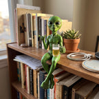 Y2K Alien Statue styled in a lived-in Y2K room