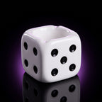 Y2K Dice Ashtray – studio product shot on dark background with purple glow
