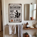 Y2K Funny Bathroom Sign styled in a lived-in Y2K room
