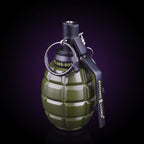 Y2K Grenade Lighter – studio product shot on dark background with purple glow