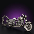 Y2K Motorcycle Bottle Opener – studio product shot on dark background with purple glow