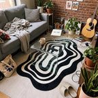 Y2K Mesmerize Optical Illusion Rug styled in a lived-in Y2K room