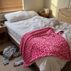 Y2K Pink Leopard Print Blanket styled in a lived-in Y2K room
