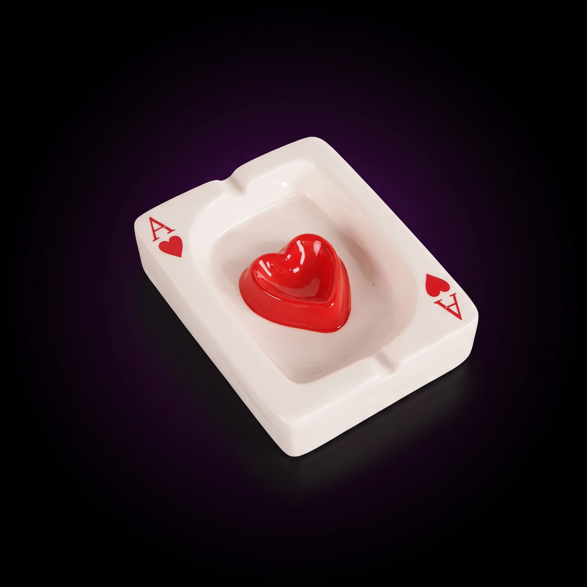 Y2K Poker Ashtray – studio product shot on dark background with purple glow