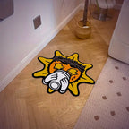 Y2K Sun Rug in a lived-in room