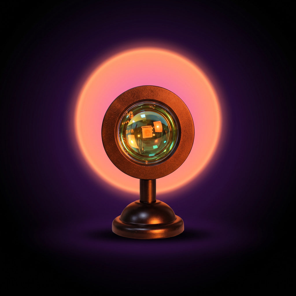 Y2K Sunset Lamp – studio product shot on dark background with purple glow