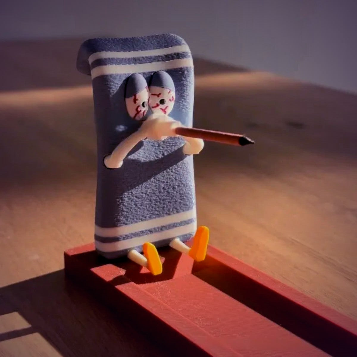 Y2K Funny Towel Incense Holder on a wooden table