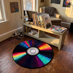 Y2K Vinyl Record Rug styled in a lived-in Y2K room