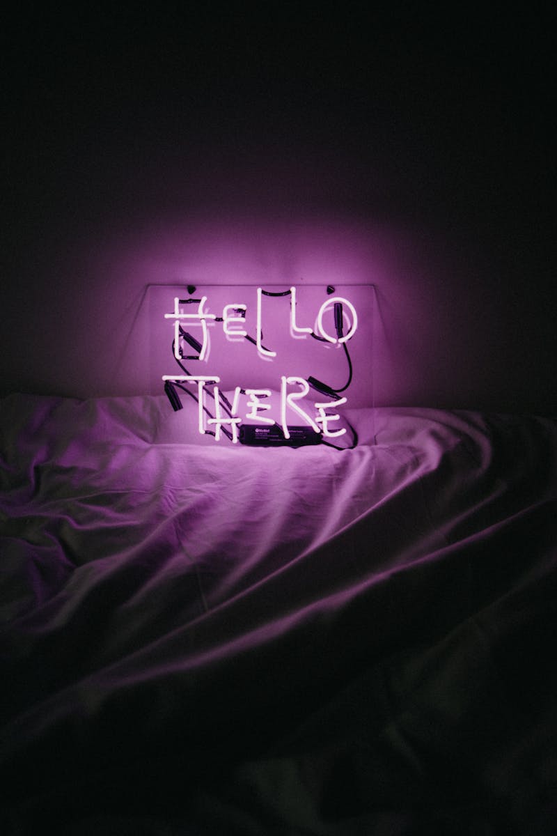 Y2K inspired room with purple neon glow